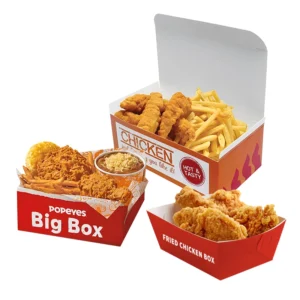 Custom Fried Chicken Packaging Carton Take Away Food Grade Korean Hot Dog to Go French Burger Fast Food Paper Fried Chicken Box