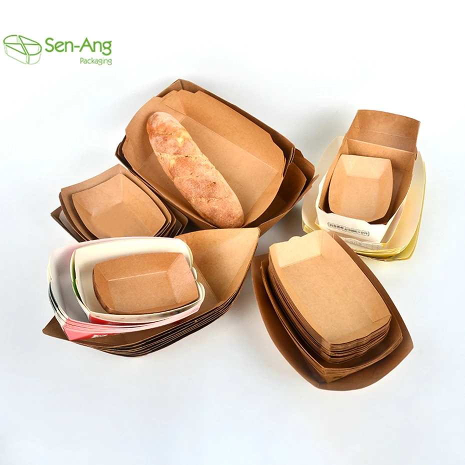 Disposable Hot Dog 1/4 Lb French Fry Food Small Tiny Paper Plate Sushi Cardboard Boat Tray Black - Image 3