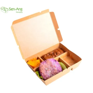 New Design Takeway 2 Microwave Safe Packing Disposable Kraft Paper Compartment Bento Lunch Box