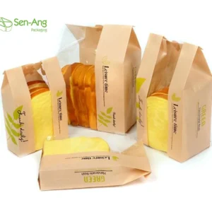Factory Wholesale Bread Window Clear Disposable Bakery Packing Grade Kraft Paper Bag for Fried Food