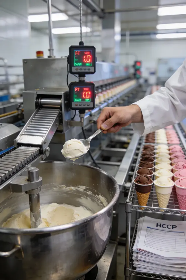 Integrated production line from ingredient mixing to cup filling, illustrating automation and process control.