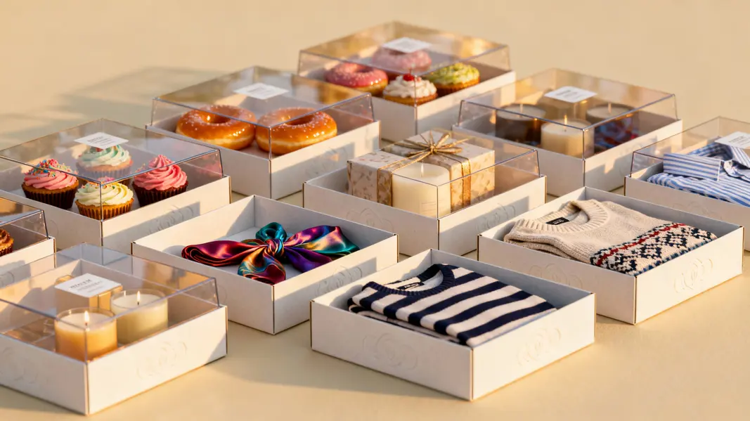 Exploration of the materials used in crafting paper boxes with clear lids.