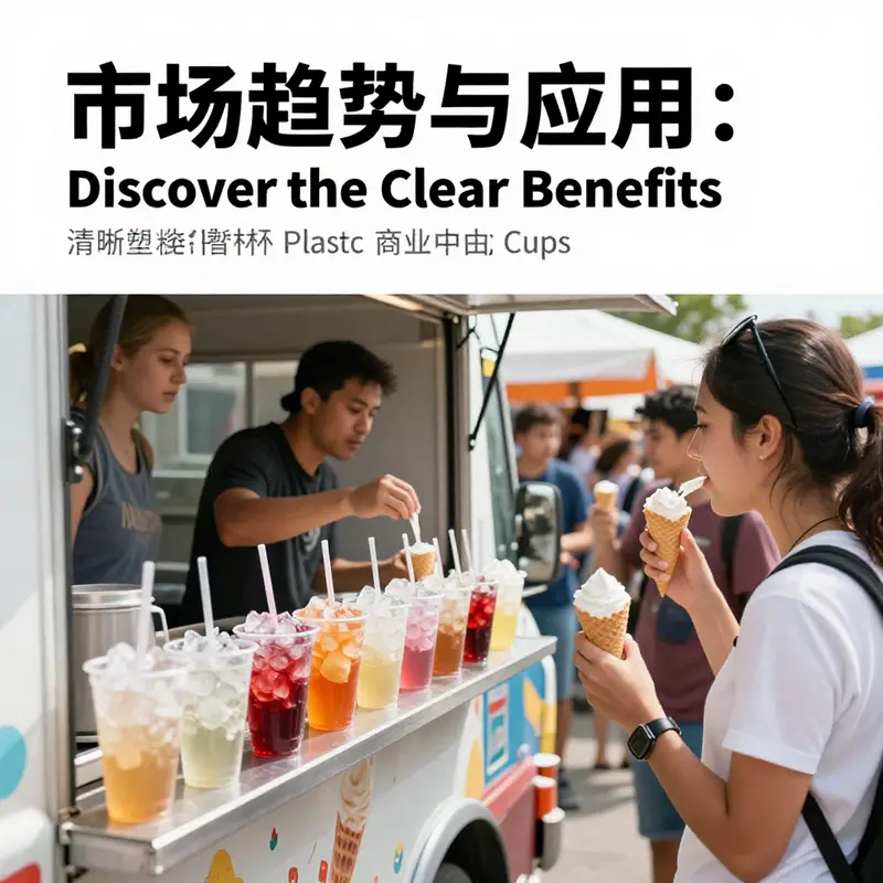 Different sizes of clear plastic snow cone cups displayed with vibrant syrups, emphasizing their clarity and functional design.