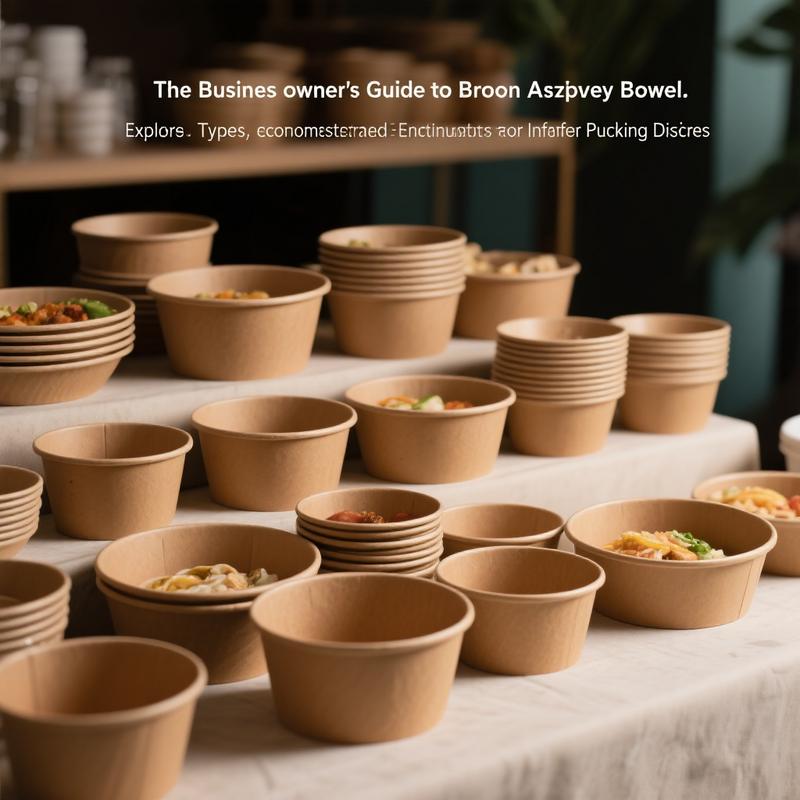 Elegant display of assorted brown disposable bowls made from eco-friendly materials, perfect for food service.
