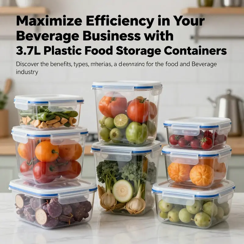 A visually appealing arrangement of 3.7L plastic food storage containers filled with fresh ingredients, symbolizing organization and efficiency in food storage.