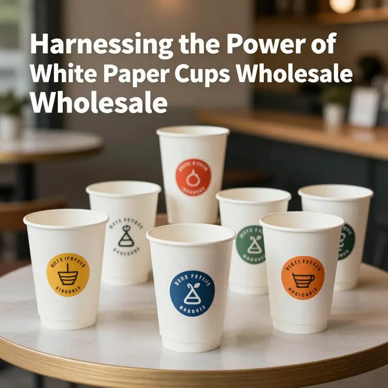 An overview of different sizes and types of white paper cups, emphasizing their material quality.
