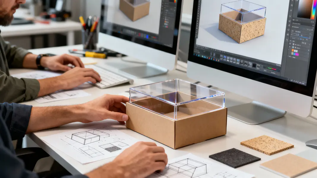 Exploration of the materials used in crafting paper boxes with clear lids.