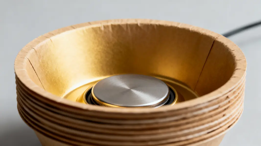 Innovative design features of induction paper bowls showcasing their metal insert and food-safe coating.