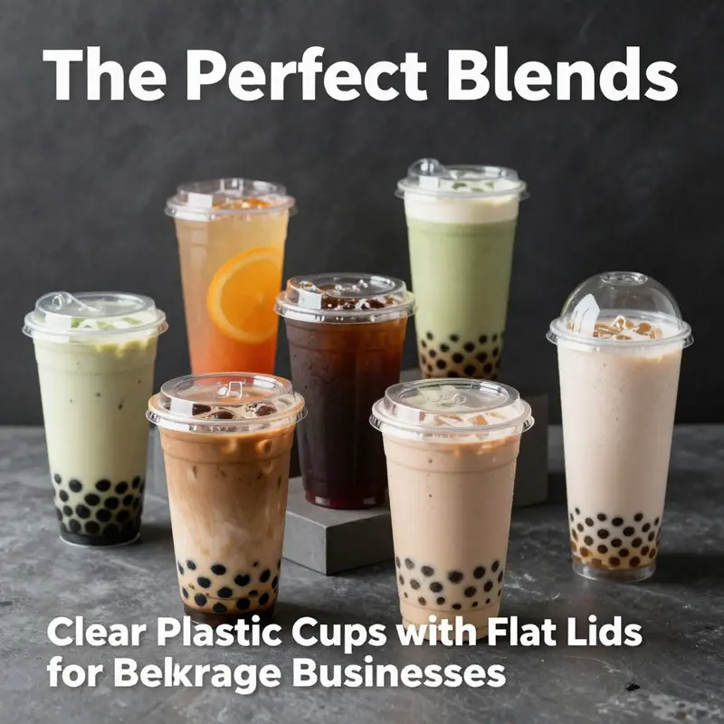 Close-up of transparent rPET clear cups, exemplifying their lightweight design.