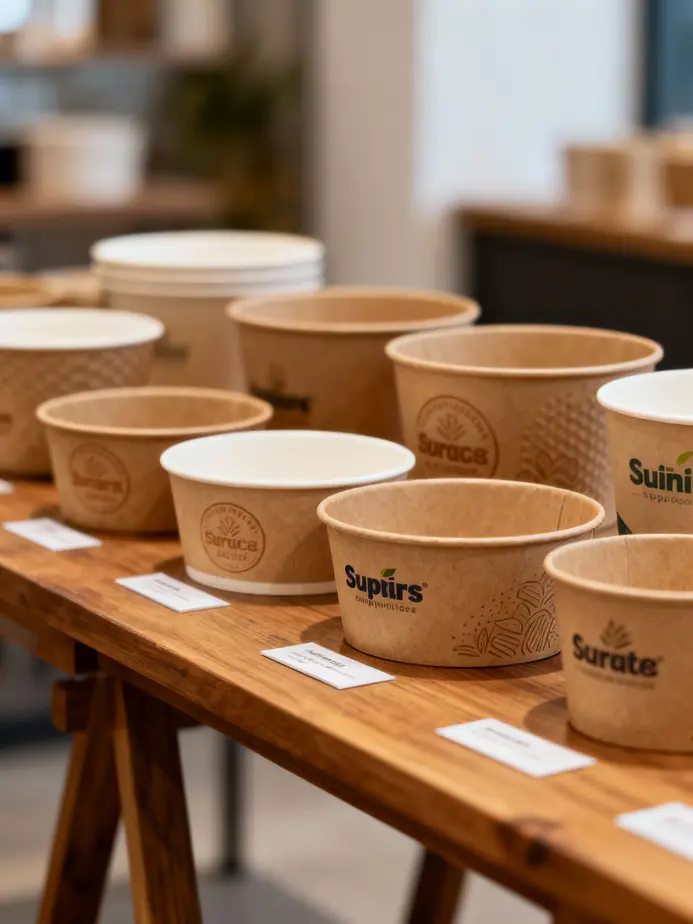 Diverse offerings from leading kraft paper bowl suppliers, highlighting various sizes and designs.