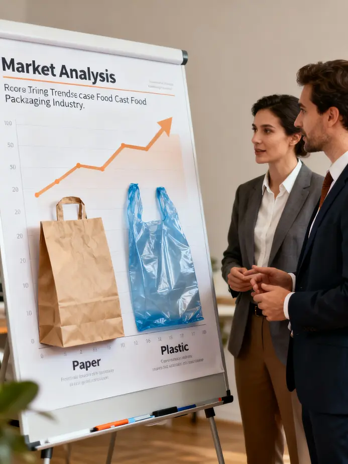 A variety of fast food paper bags demonstrating the different styles and designs available for restaurants.