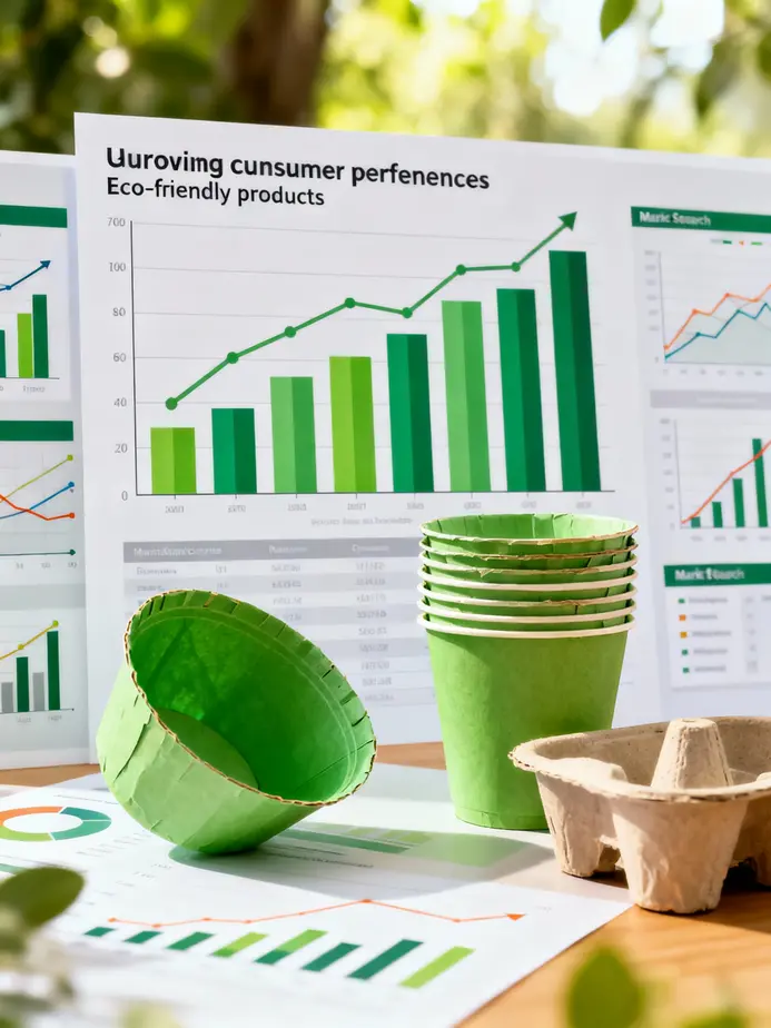 These compostable green paper bowls highlight sustainable materials and eco-labeling.