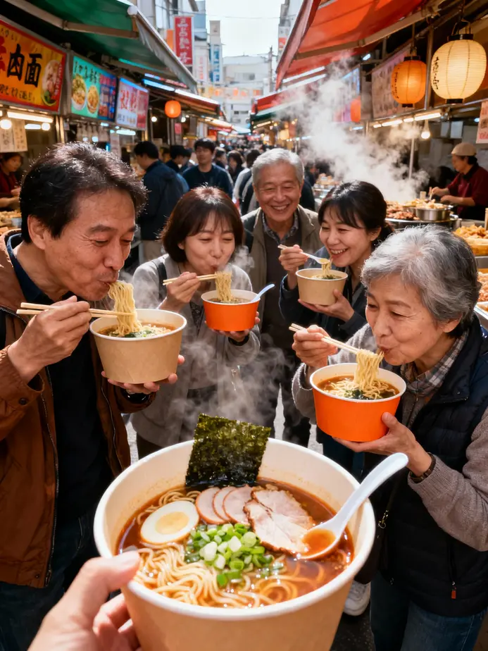 Variety of paper ramen bowls displaying their eco-friendly material qualities and insulation capabilities.