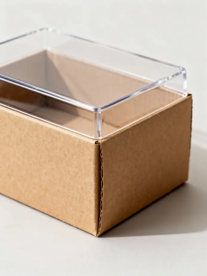 Exploration of the materials used in crafting paper boxes with clear lids.