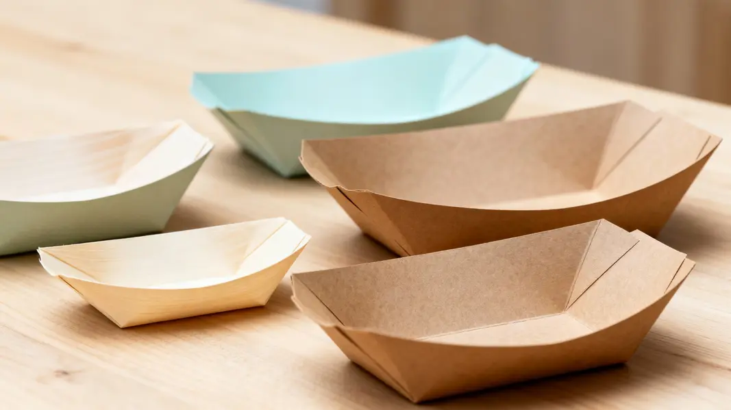 A variety of paper boat trays available in wholesale settings, demonstrating market diversity.