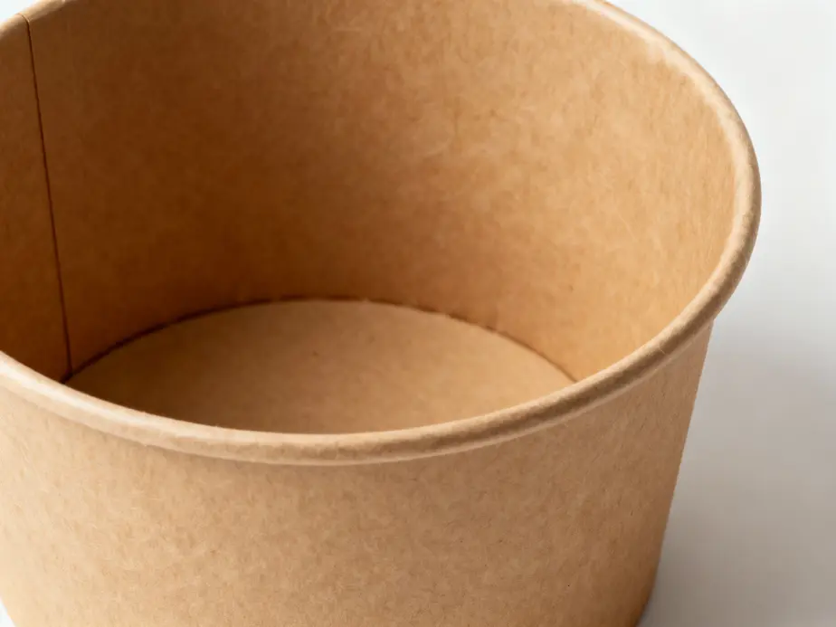 Detailed view of a kraft paper 1000ml bowl, highlighting its durable construction.