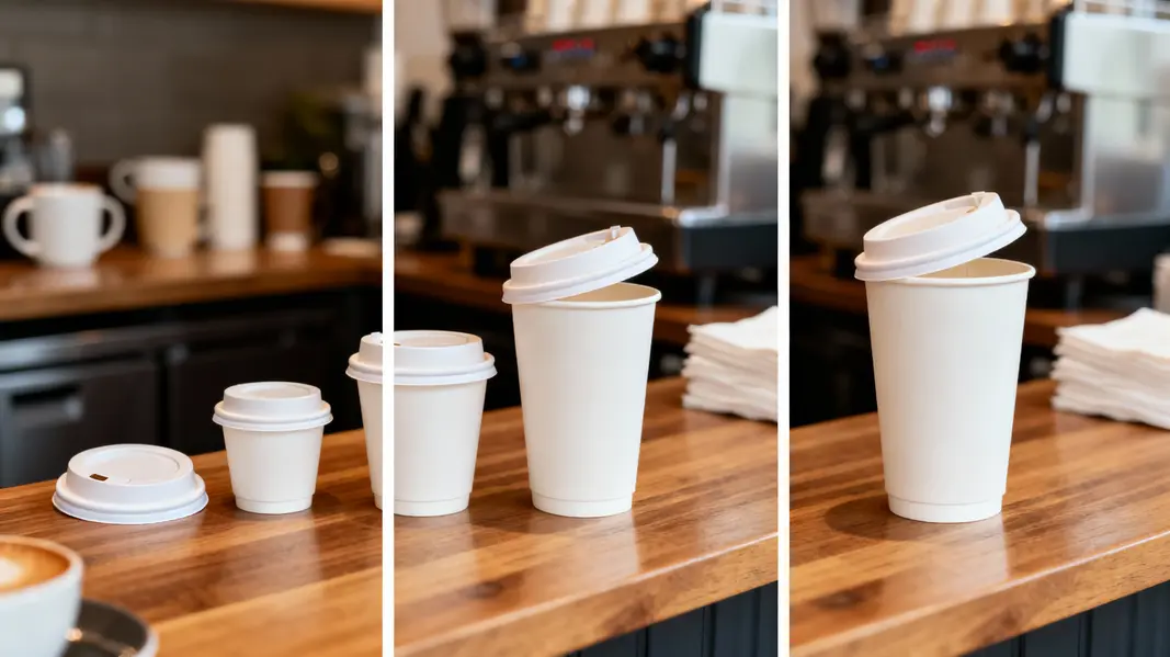 Different types of paper lids for cups displayed, highlighting their unique designs and functionalities.