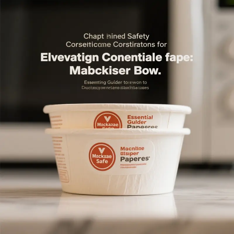 Microwave paper bowls displaying safety labeling ensuring they are designed for use in microwaves.