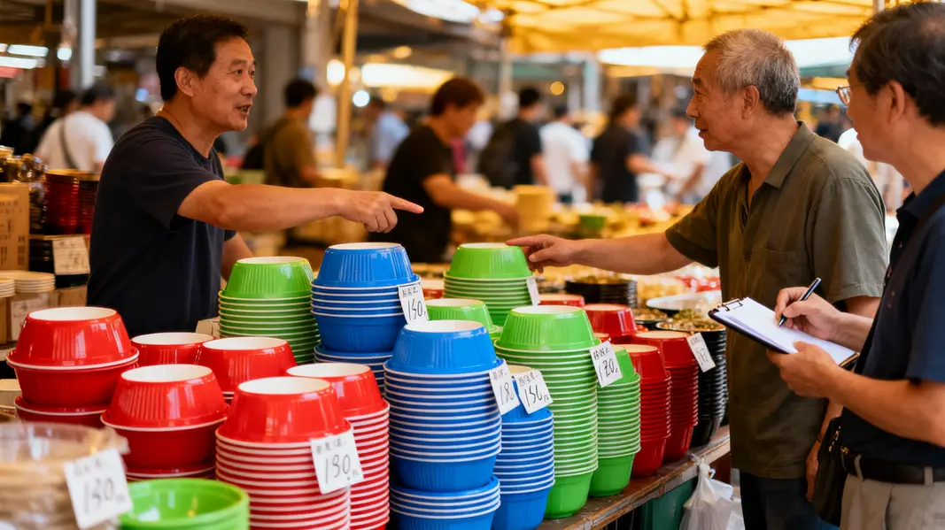 Compostable disposable rice bowls made from eco-friendly materials.