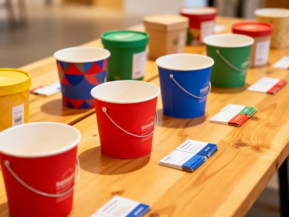 A selection of various paper buckets and food packaging solutions from leading suppliers.