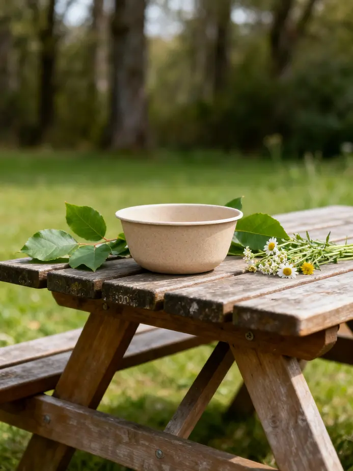 An aesthetic view of a 1500ml paper bowl, emphasizing its practical design and eco-friendly material.