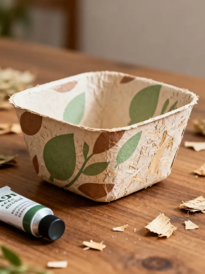 The multi-step manufacturing process involved in creating customized square paper bowls.