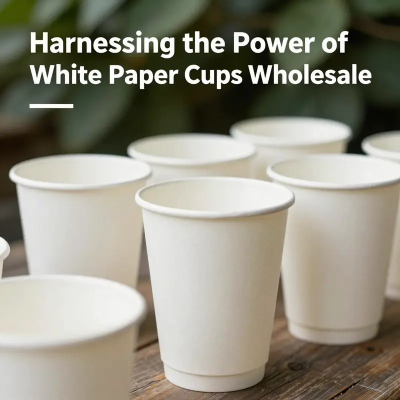 An overview of different sizes and types of white paper cups, emphasizing their material quality.