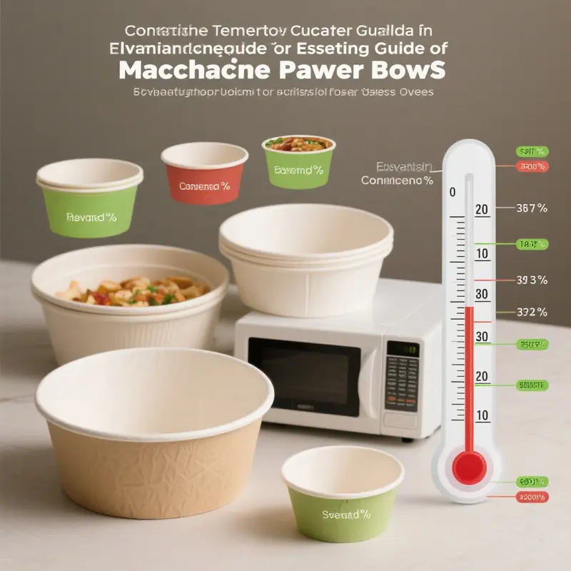 Microwave paper bowls displaying safety labeling ensuring they are designed for use in microwaves.