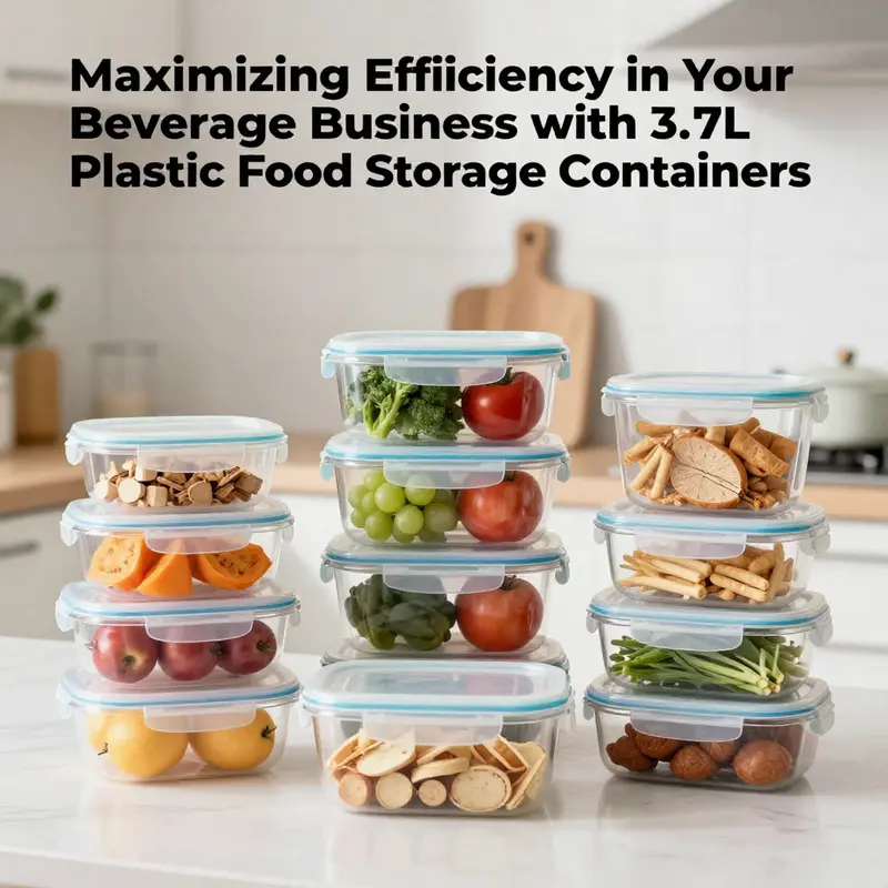 An assortment of 3.7L plastic food storage containers showcasing different designs and functionalities.