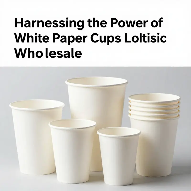 An overview of different sizes and types of white paper cups, emphasizing their material quality.